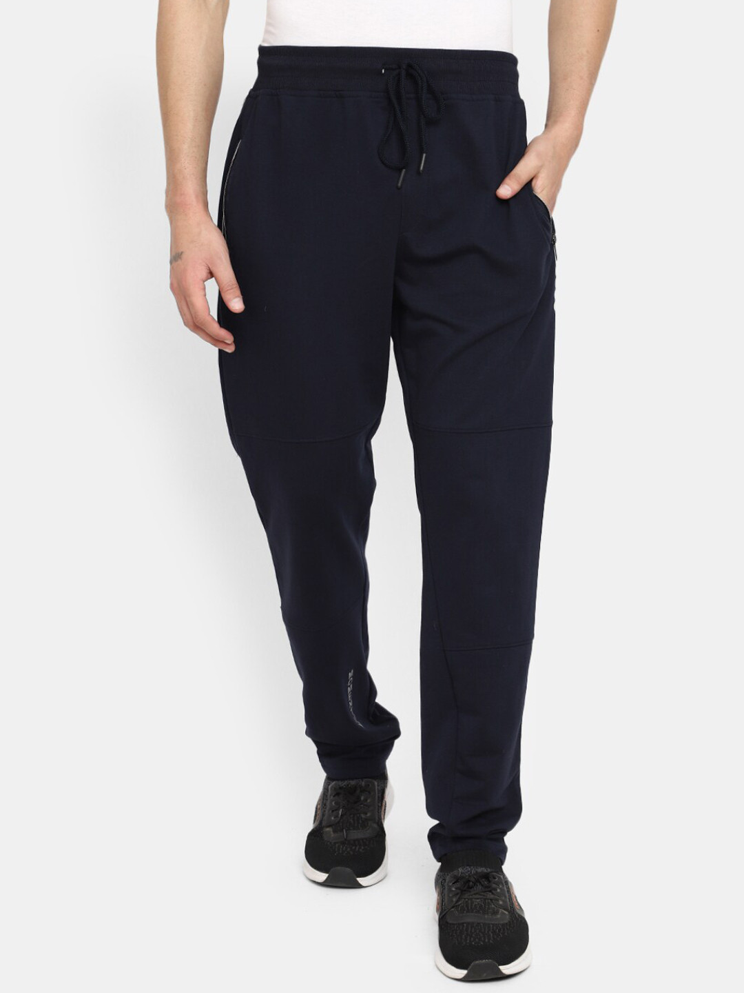 

V-Mart Men Cotton Mid Rise Sports Track Pants, Navy blue