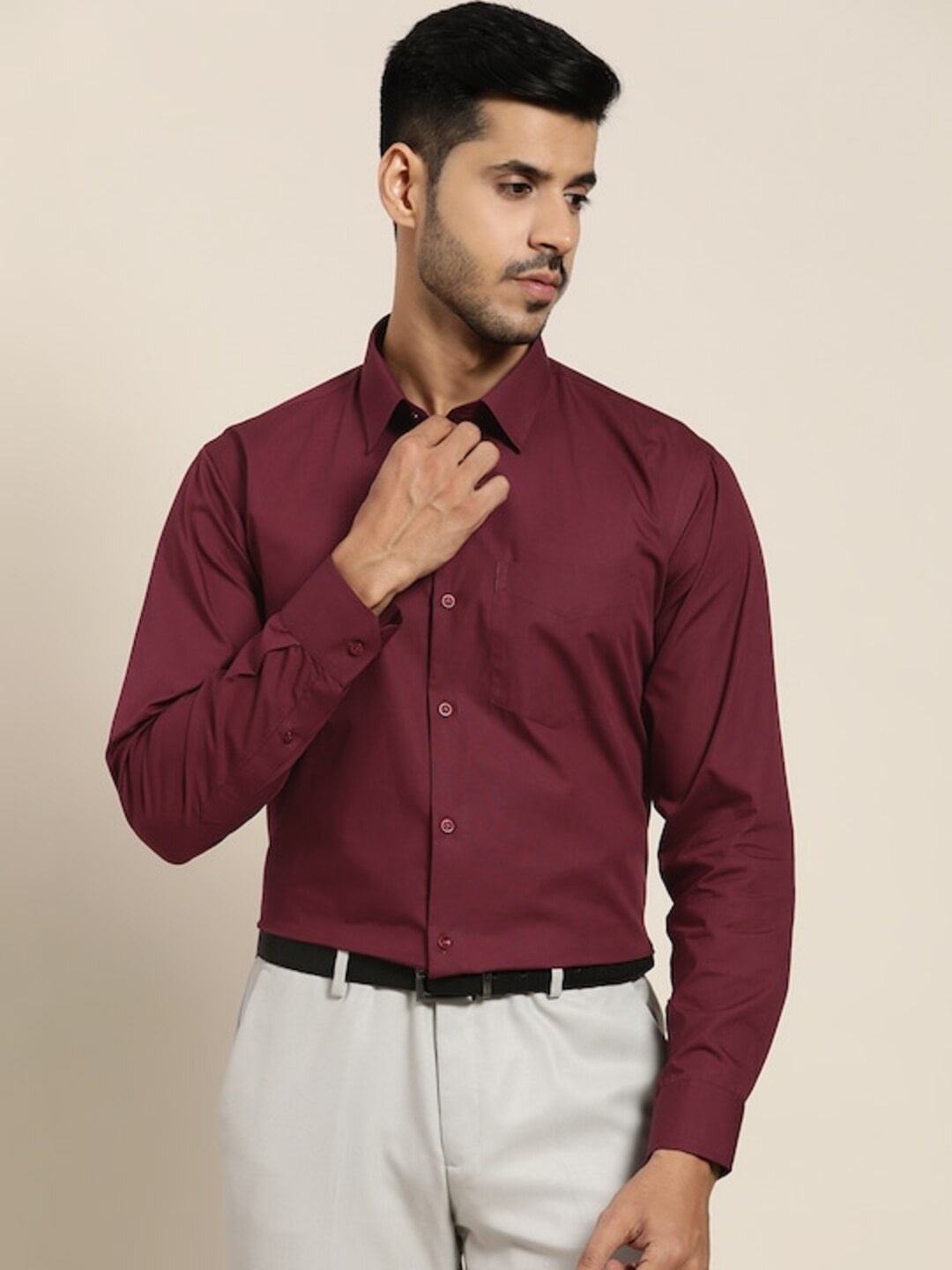 

Hancock New Slim Fit Opaque Formal Shirt, Burgundy
