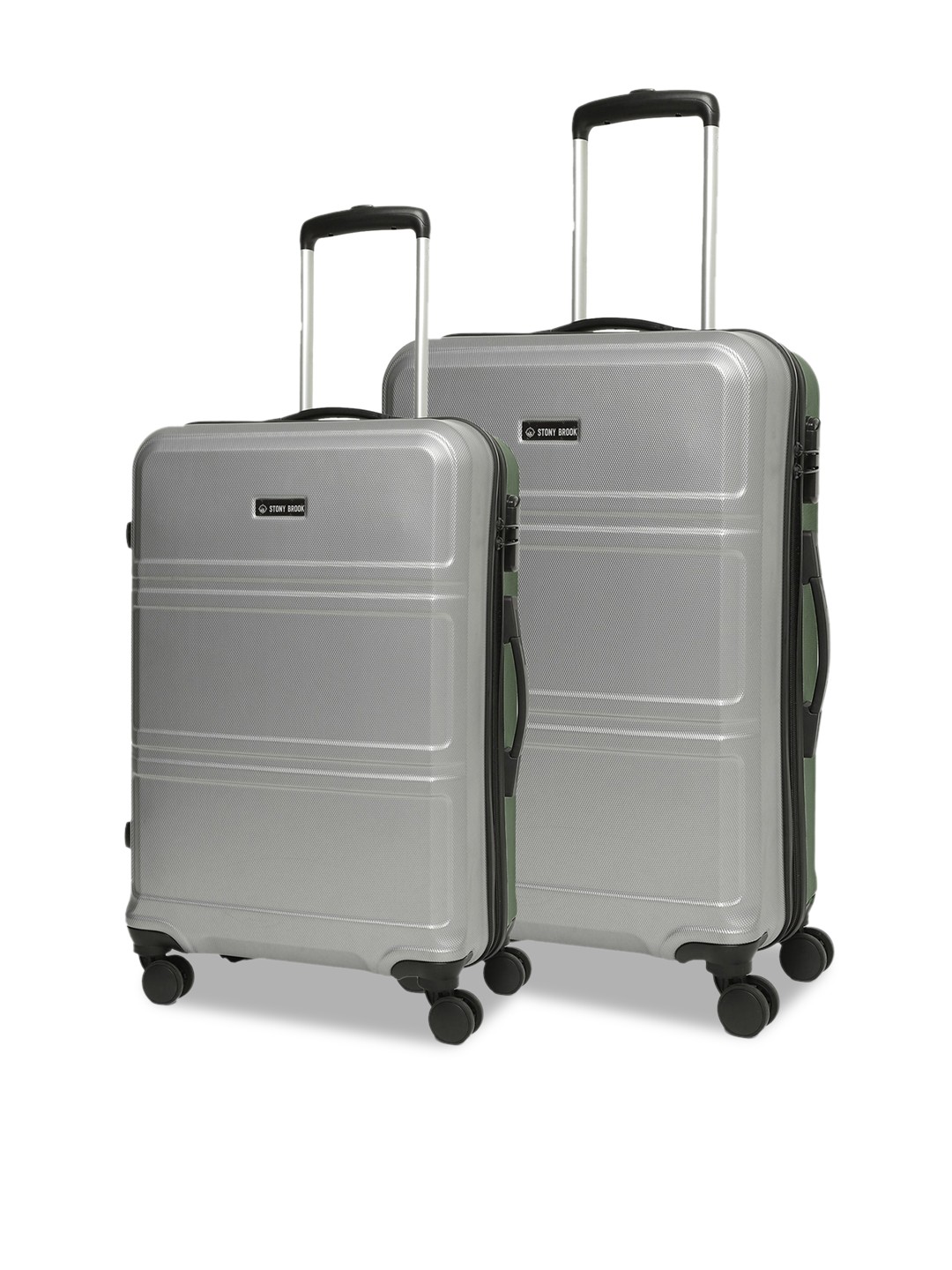 

Stony Brook by Nasher Miles Set Of 2 Colourblocked Hard-Sided Trolley Suitcase, Silver