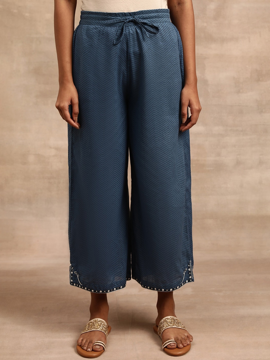 

W The Folksong Collection Blue Mid-Rise Drawstring Culottes