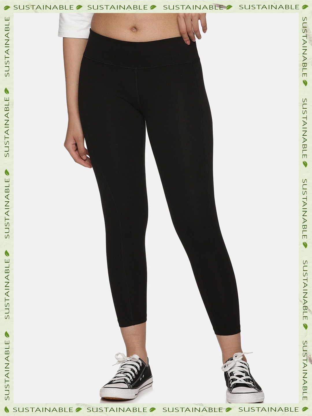 

HERE&NOW Women Cotton Training Tights, Black