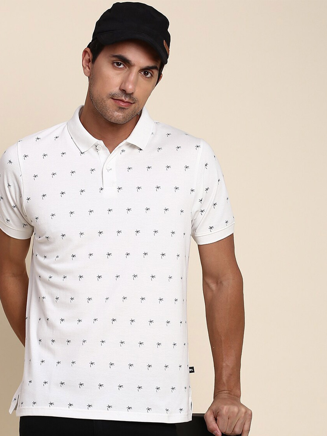 

Dennis Lingo Conversational Printed Polo Collar Regular Fit T-shirt, White