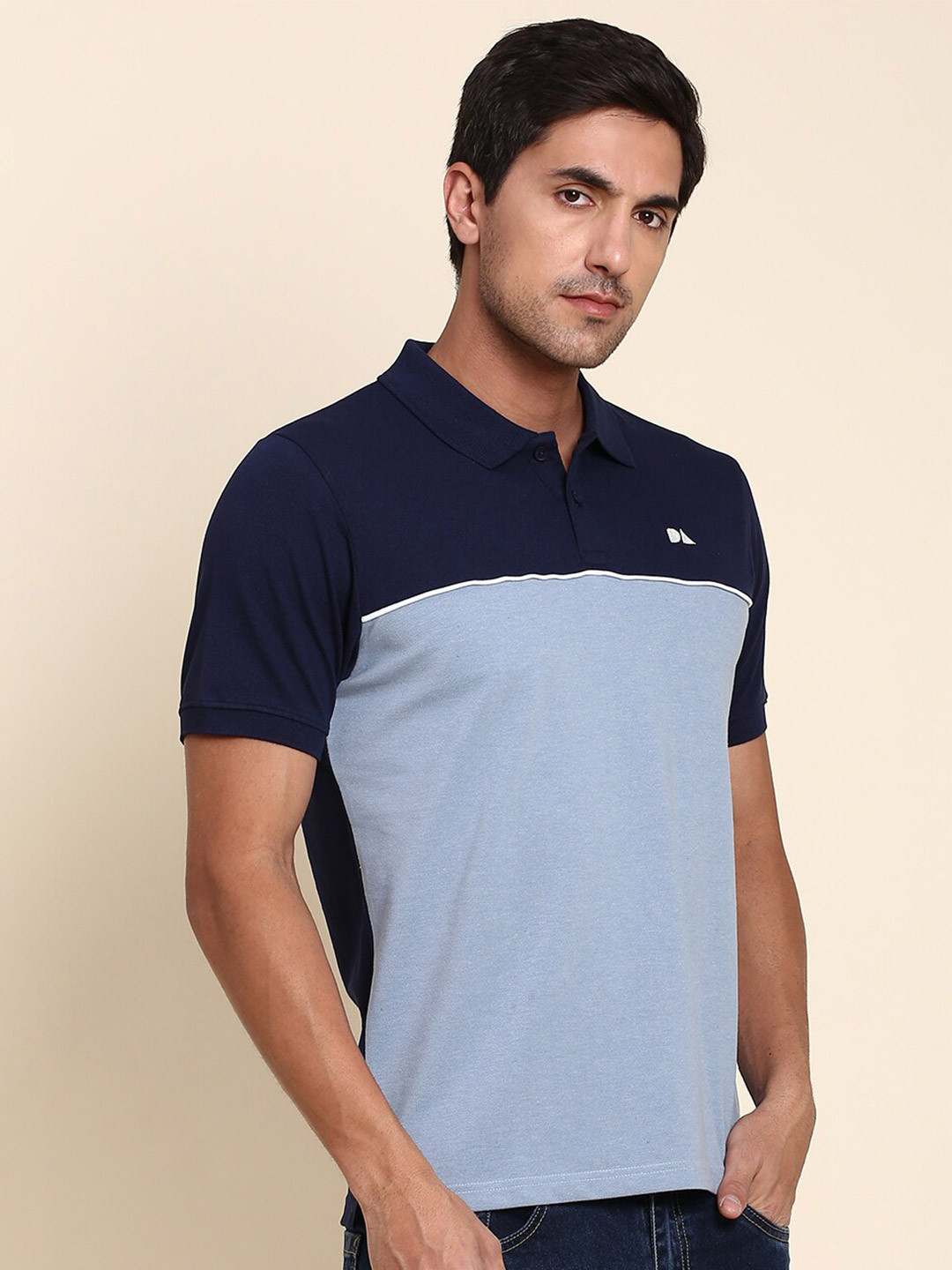 

Dennis Lingo Colourblocked Polo Collar Regular Fit T-shirt, Navy blue