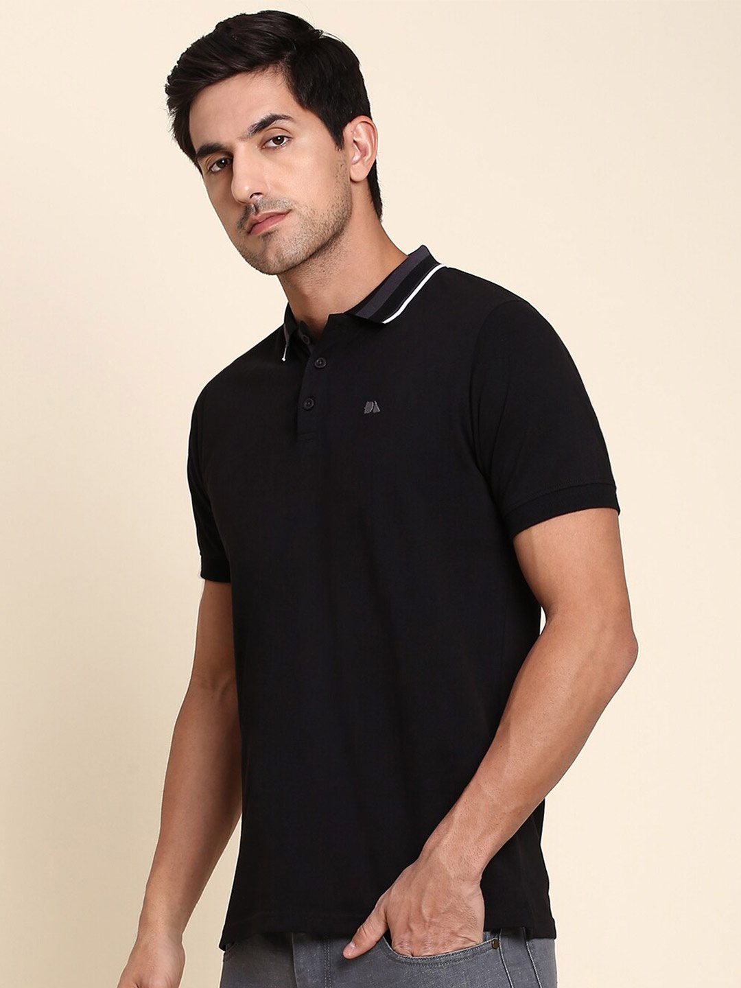 

Dennis Lingo Polo Collar Regular Fit Pure Cotton T-shirt, Black