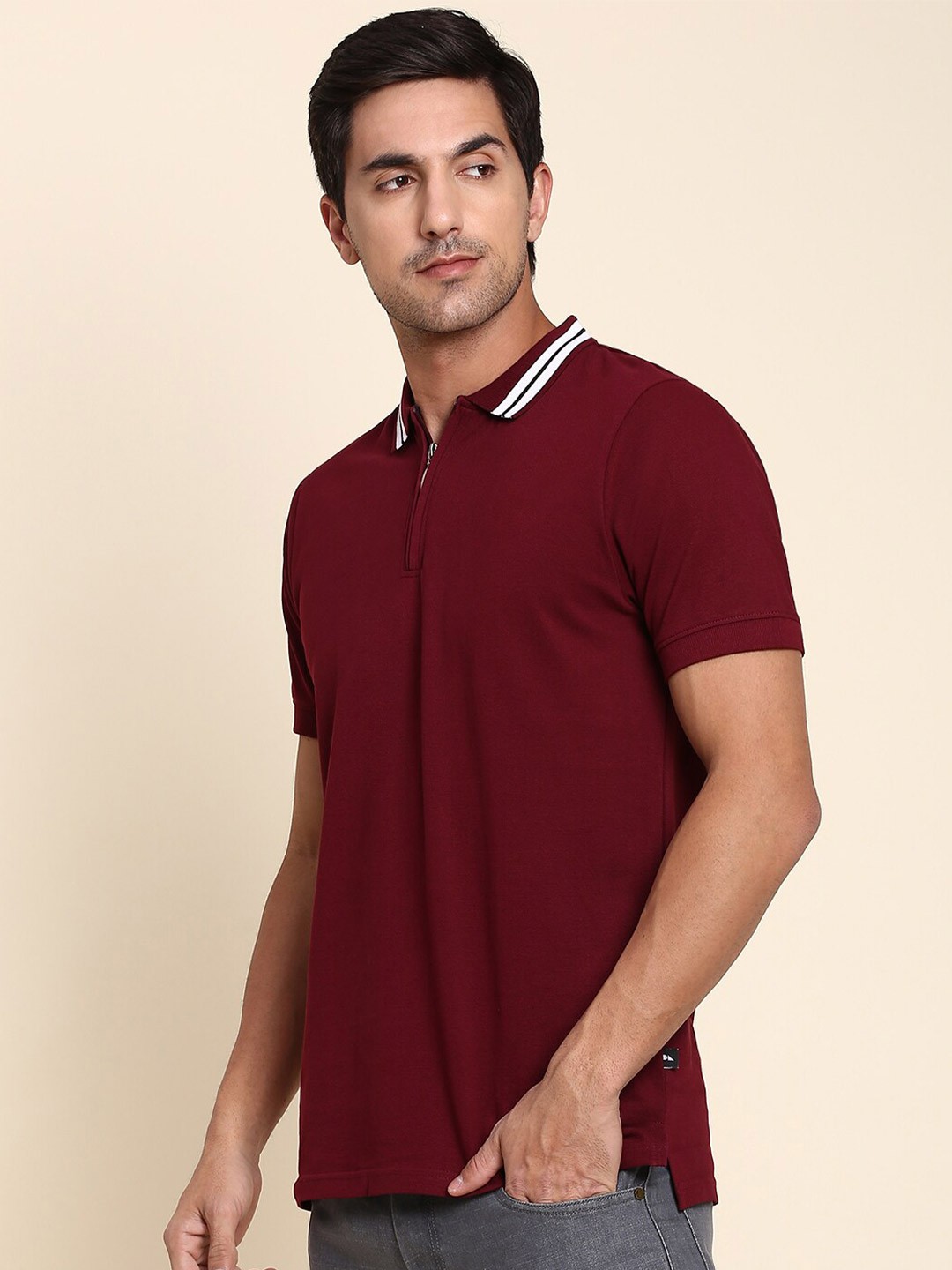 

Dennis Lingo Polo Collar Regular Fit Pure Cotton T-shirt, Burgundy