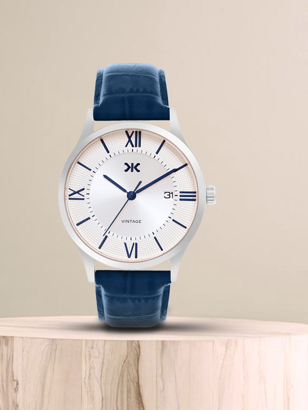 

Killer Men Brass Dial & Leather Textured Straps Analogue Watch KLMO75L, White