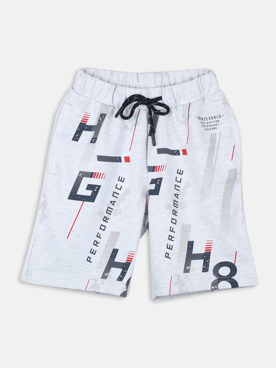 

Monte Carlo Boys Typography Printed Shorts, Grey melange