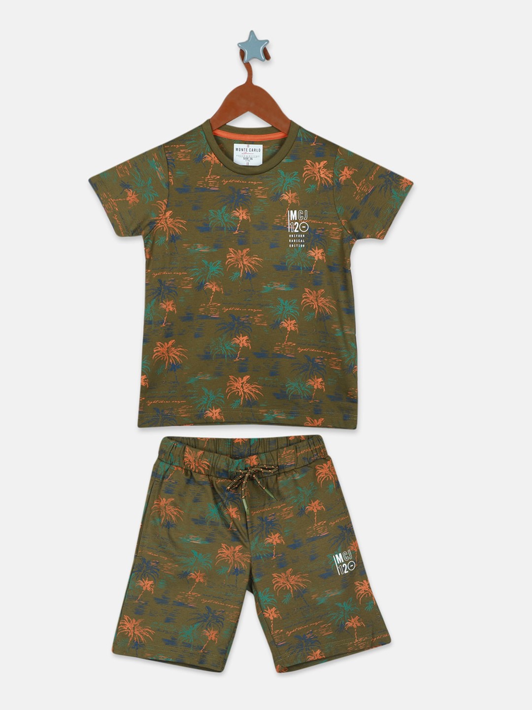 

Monte Carlo Boys Mid-Rise Floral Printed Shorts, Green