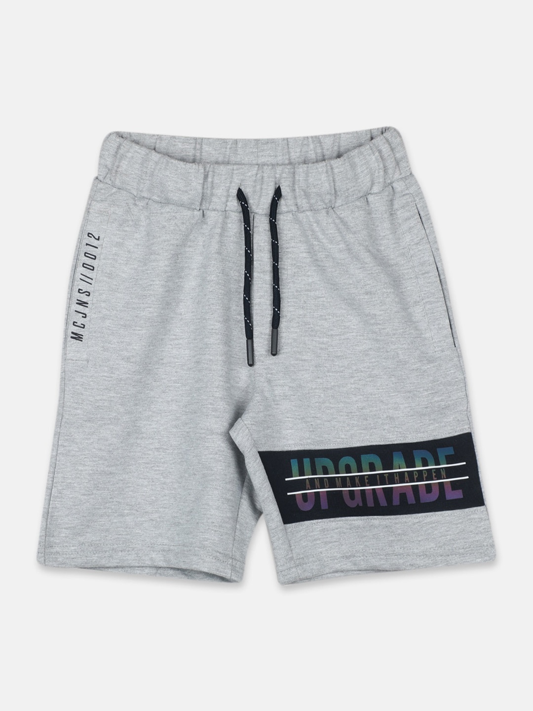 

Monte Carlo Boys Mid-Rise Typography Printed Shorts, Grey melange