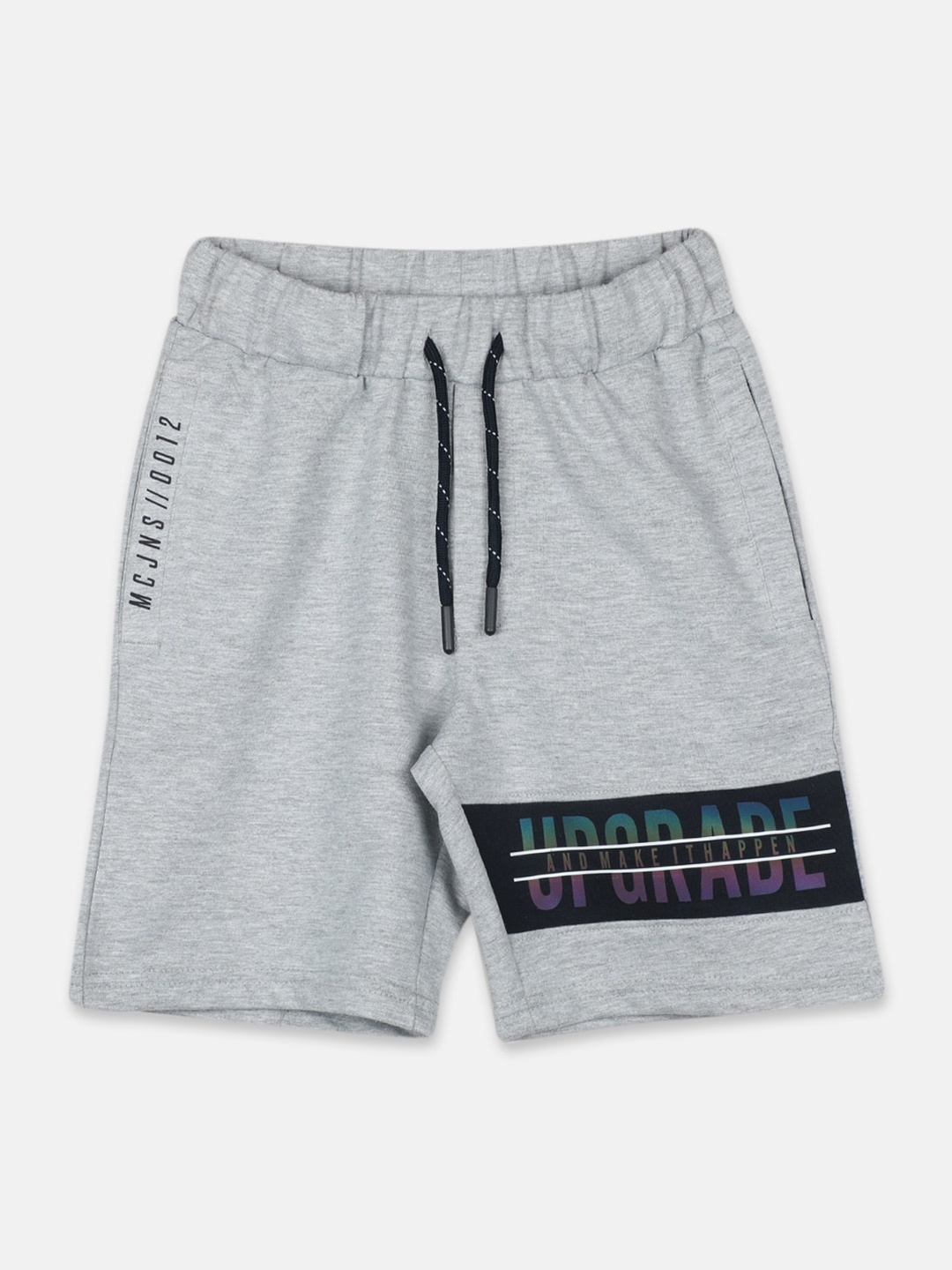 

Monte Carlo Boys Typography Printed Mid-Rise Shorts, Grey melange