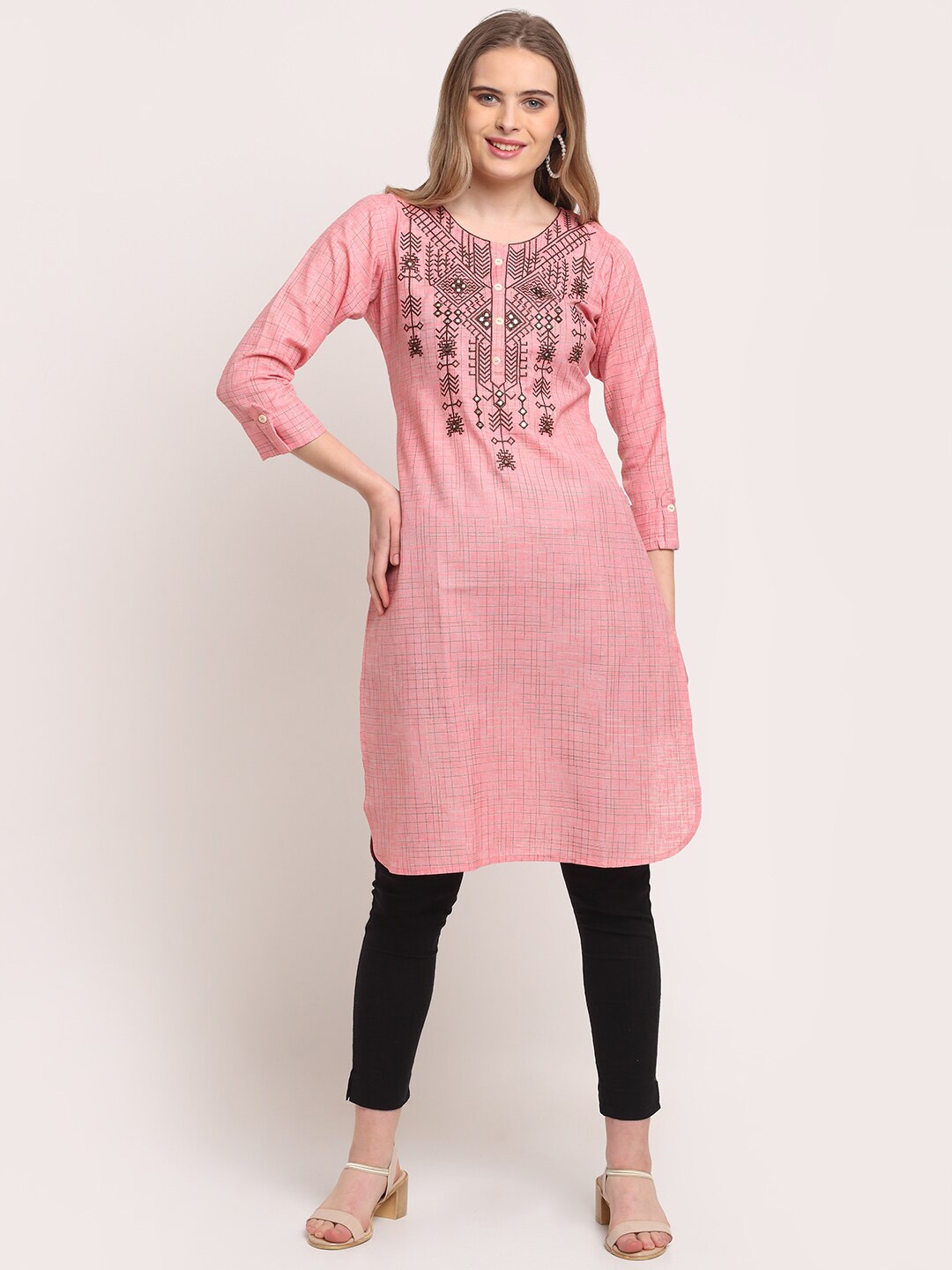 

Lovely Lady Ethnic Motifs Embroidered Regular Straight Kurta, Pink