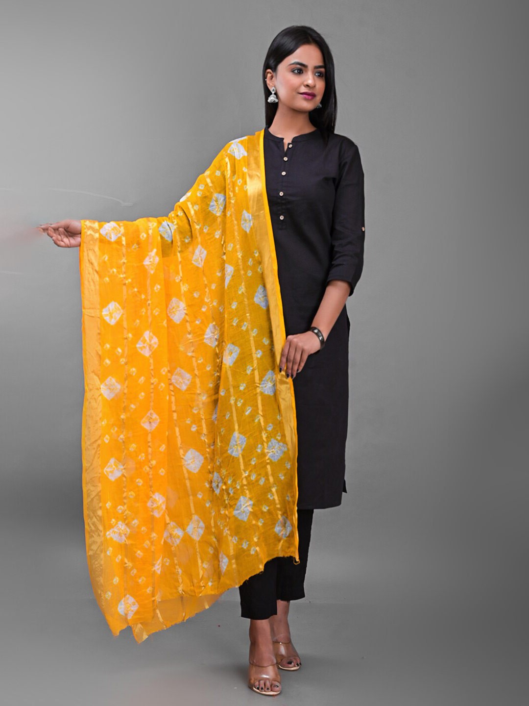 

Apratim Printed Bandhani Cotton Dupatta, Yellow