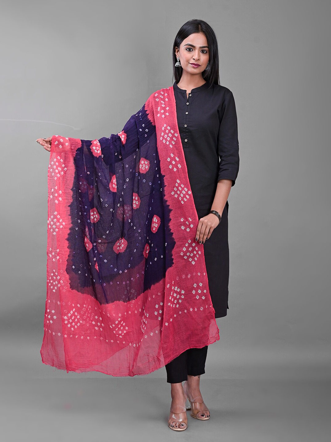 

Apratim Printed Bandhani Cotton Dupatta, Purple
