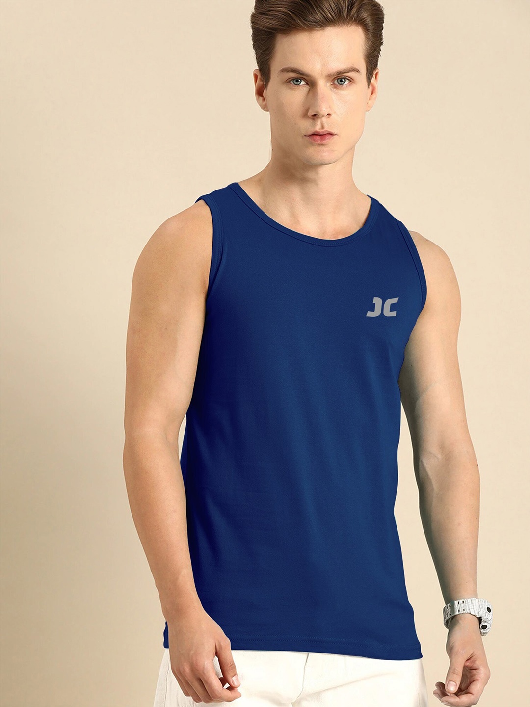 

JUMPCUTS Men Dry-Fit Innerwear Vests, Navy blue