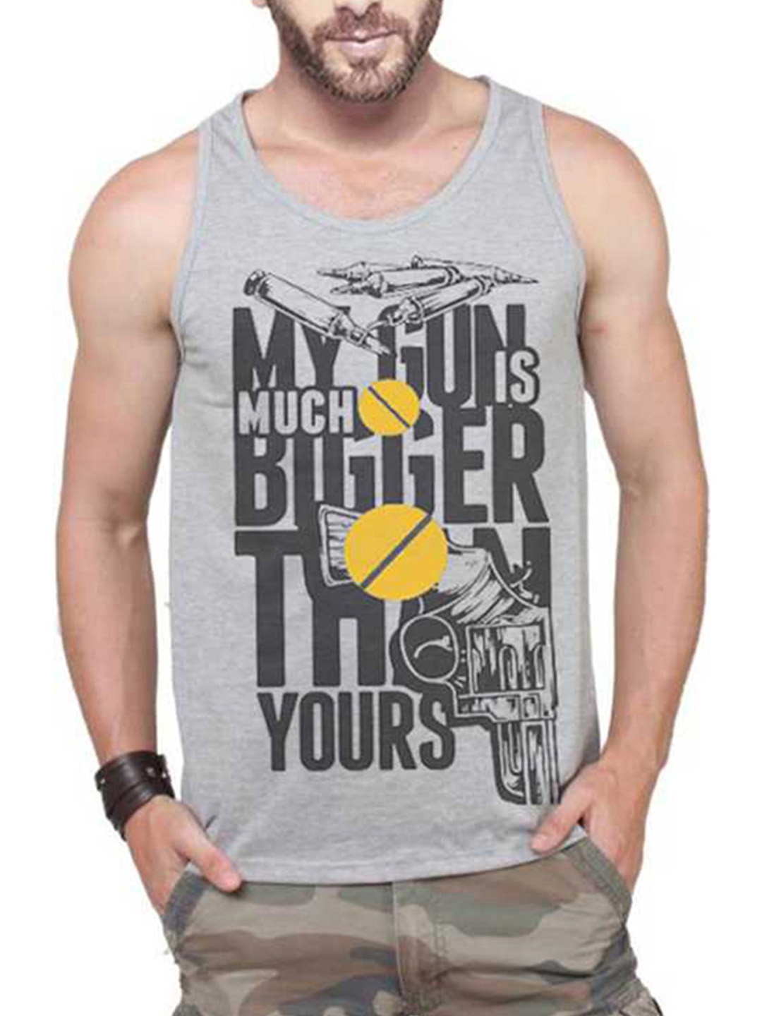 

TRIPR Men Printed Sleeveless Cotton Innerwear Vest, Grey