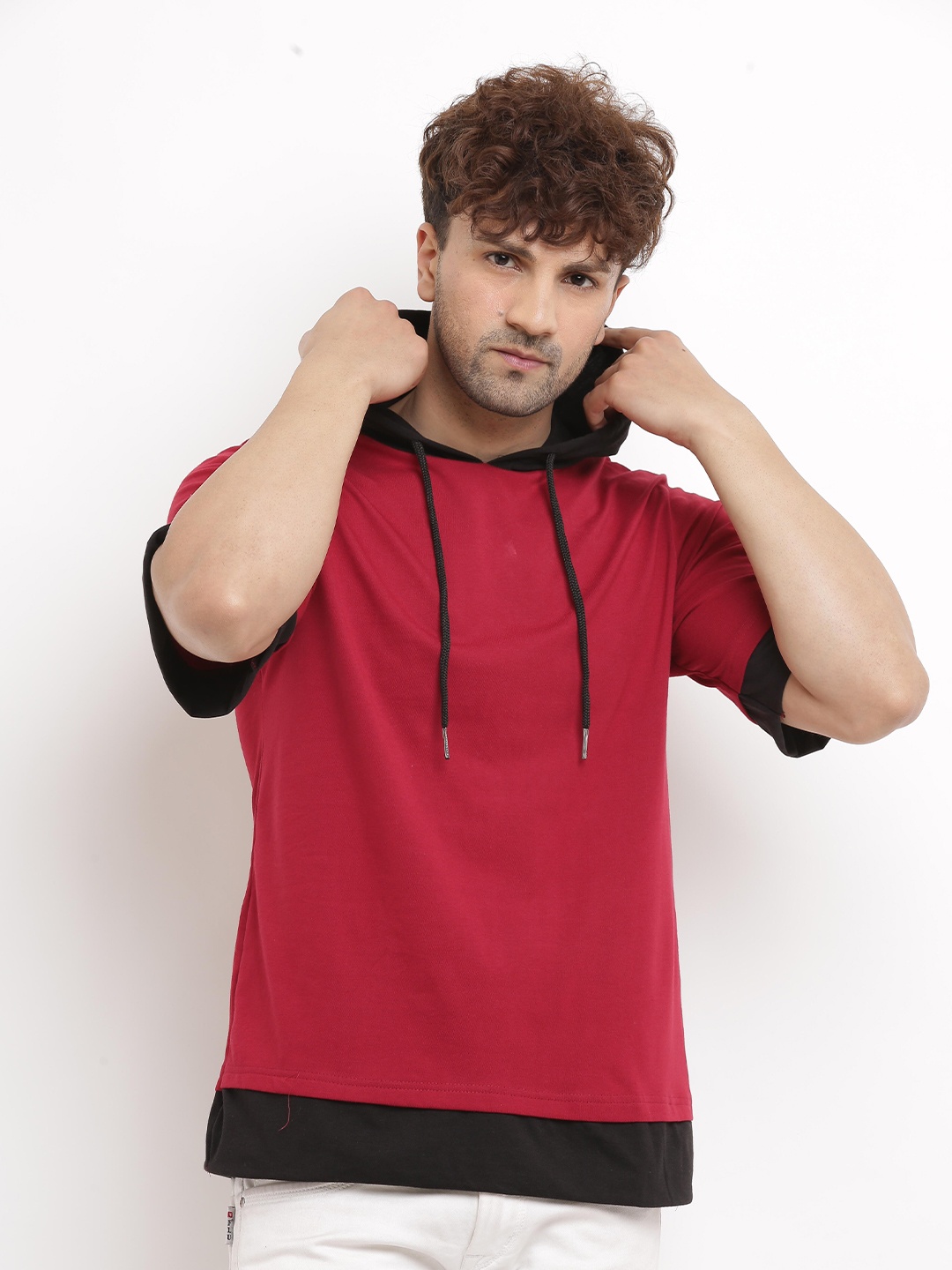 

Try This Striped Hooded Cotton T-shirt, Maroon