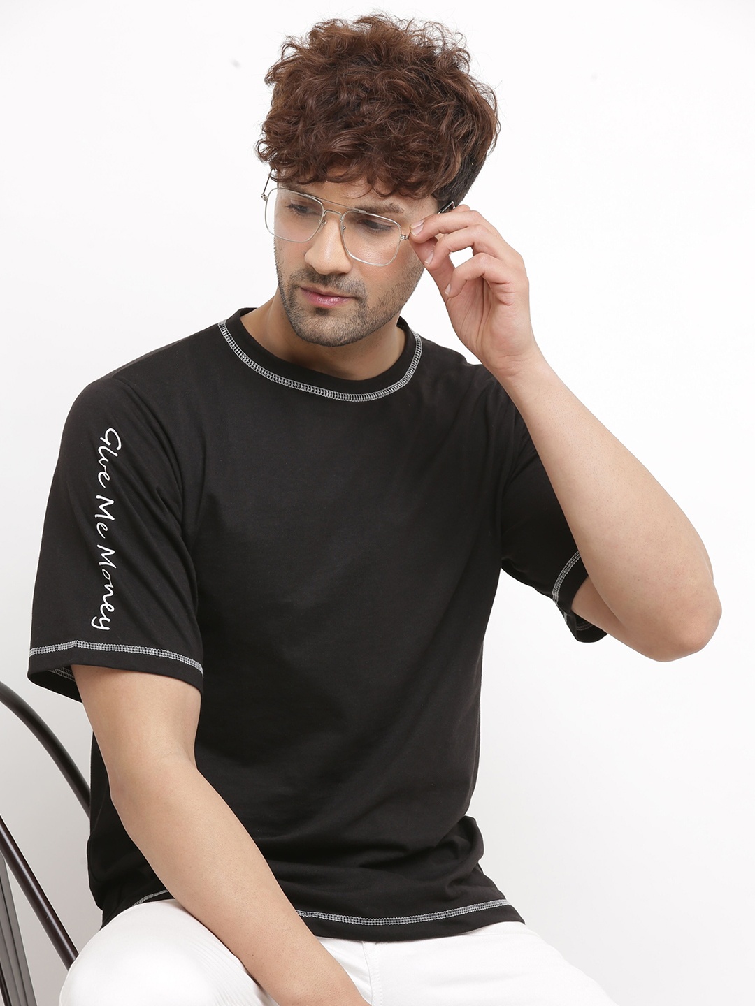 

Try This Round Neck Regular Fit Cotton T-shirt, Black