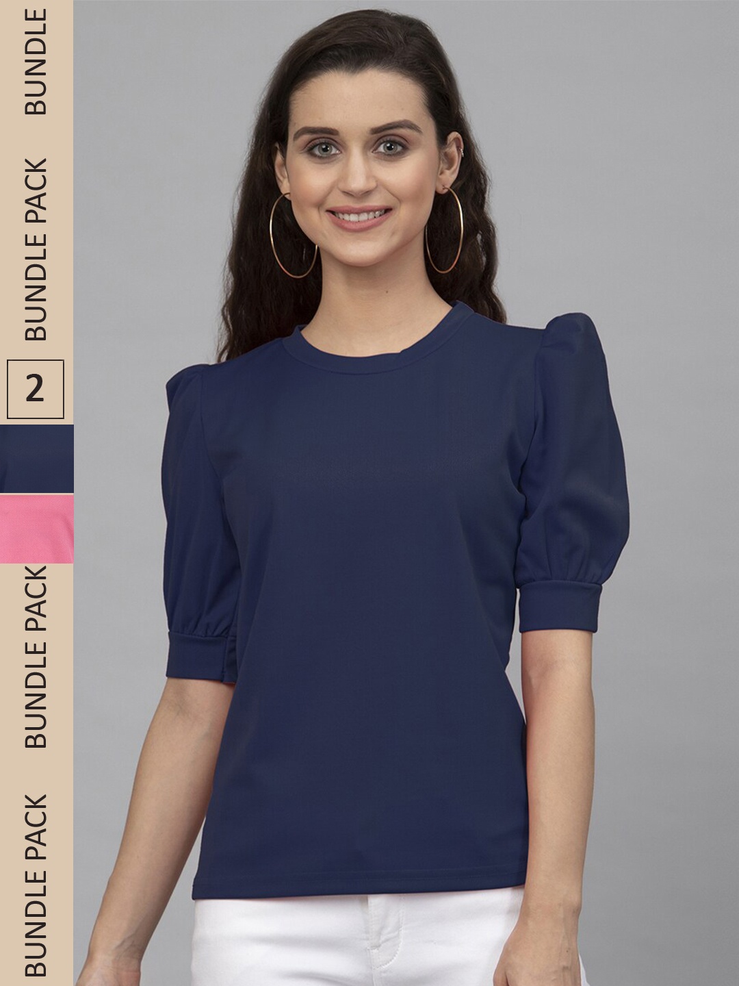 

Selvia Pack of 2 Puff Sleeves Tops, Blue