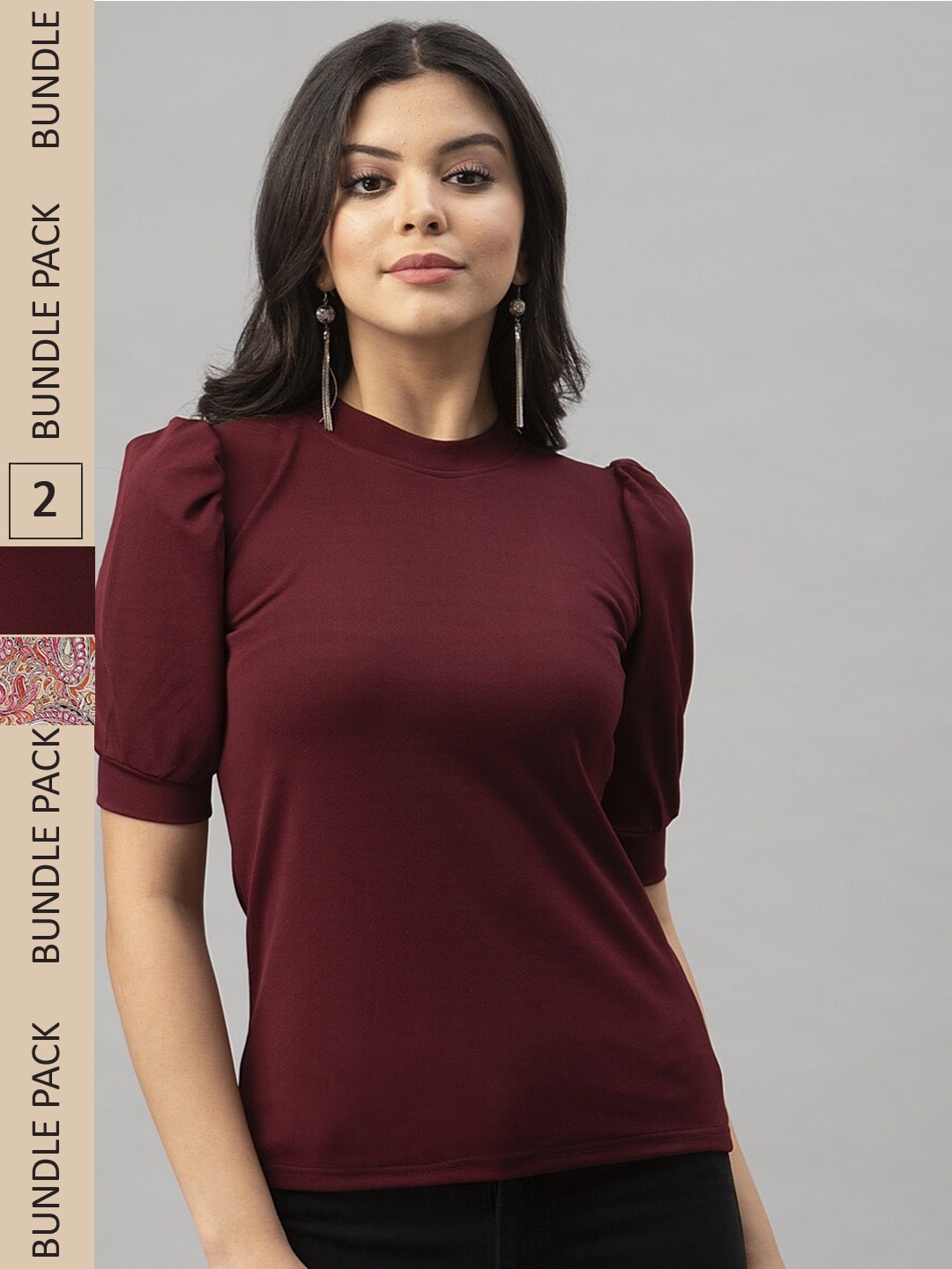 

Selvia Pack of 2 Casual Tops, Maroon