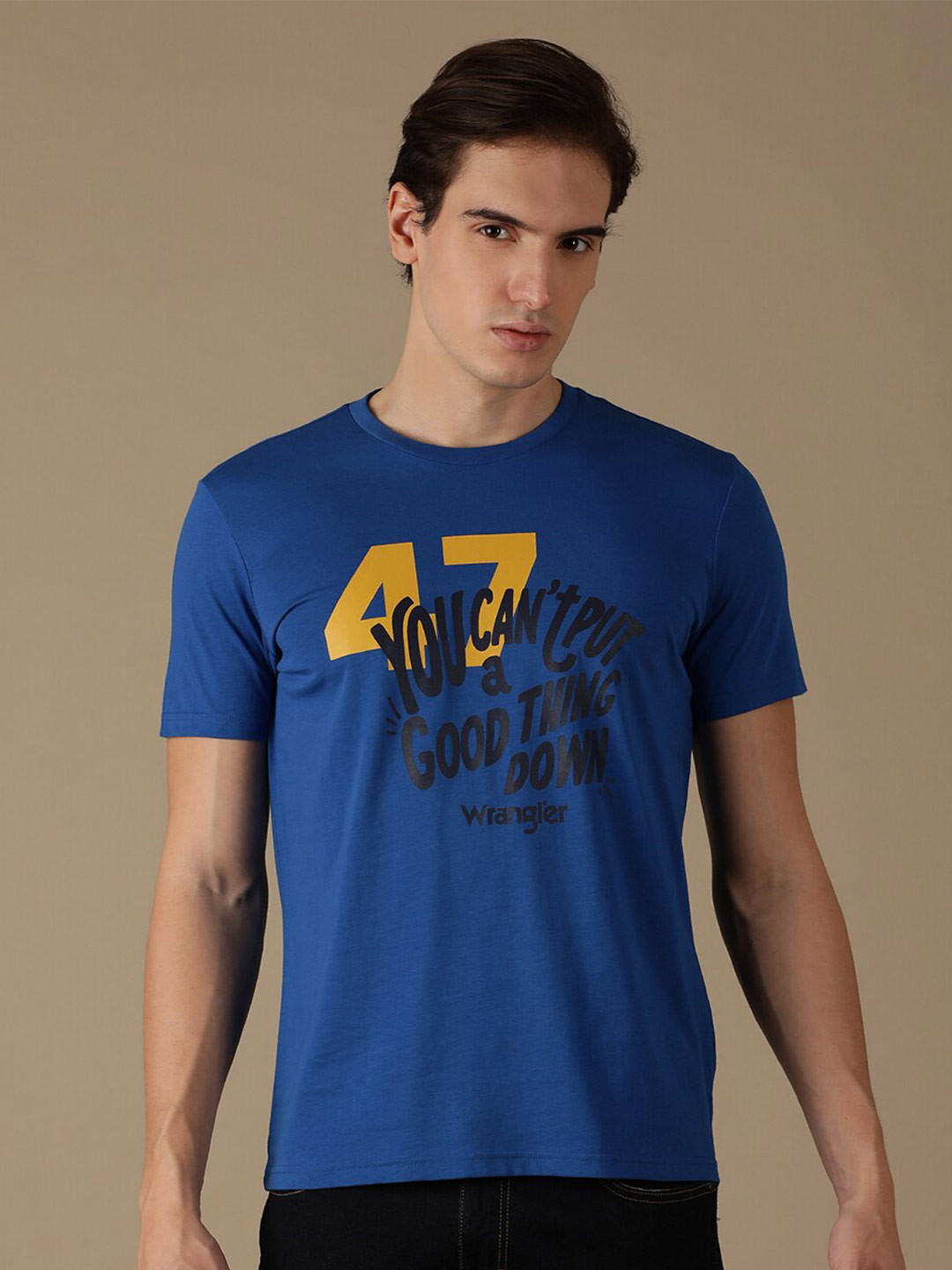 

Wrangler Typography Printed Cotton T-Shirt, Blue