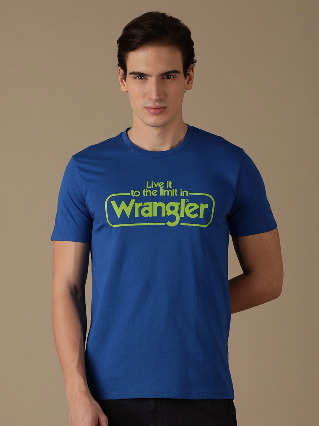 Wrangler Typography Printed Cotton T-shirt, Blue