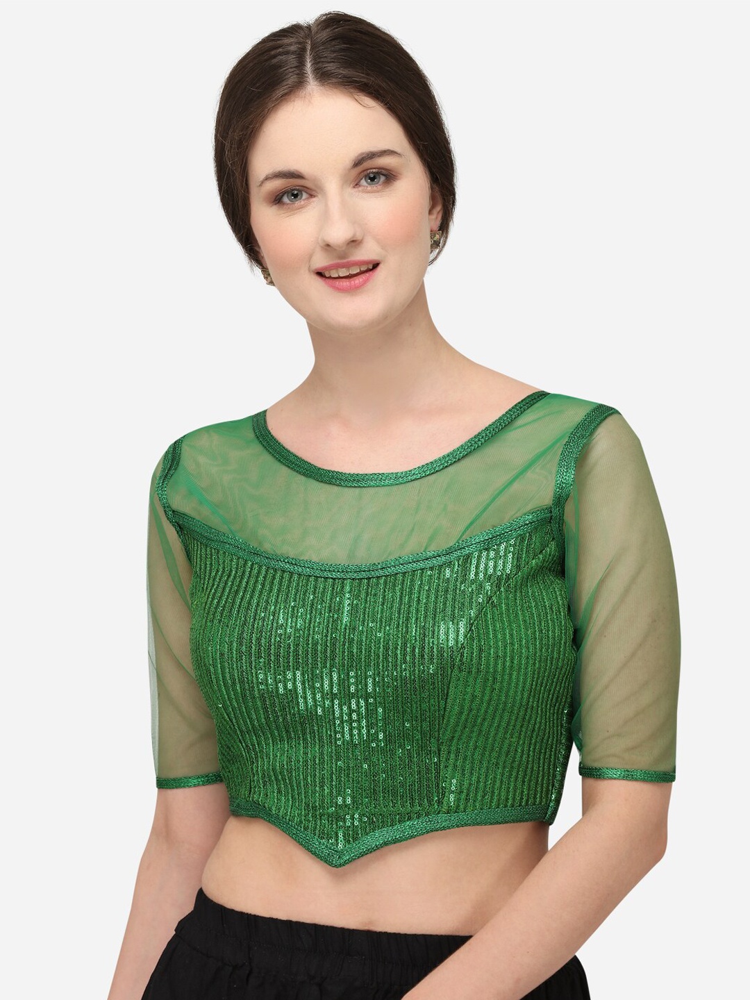 

Fab Dadu Embroidered Saree Blouse, Green