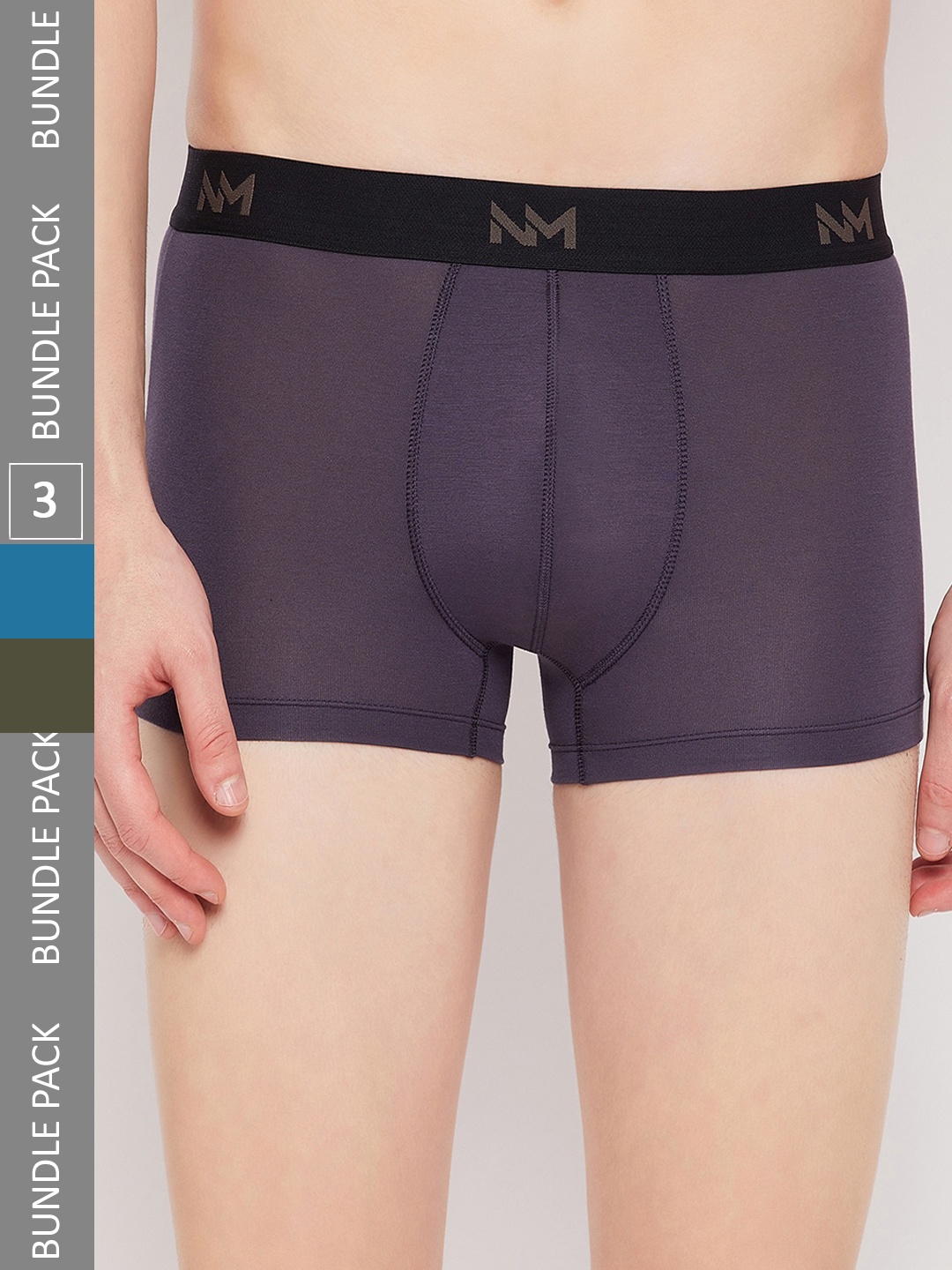 

NEVA Pack Of 3 Modal Outer Elastic Trunks, Blue