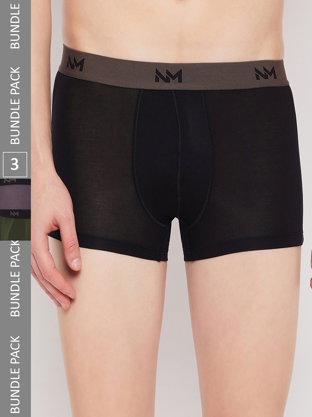 

NEVA Pack Of 3 Modal Outer Elastic Trunks, Black