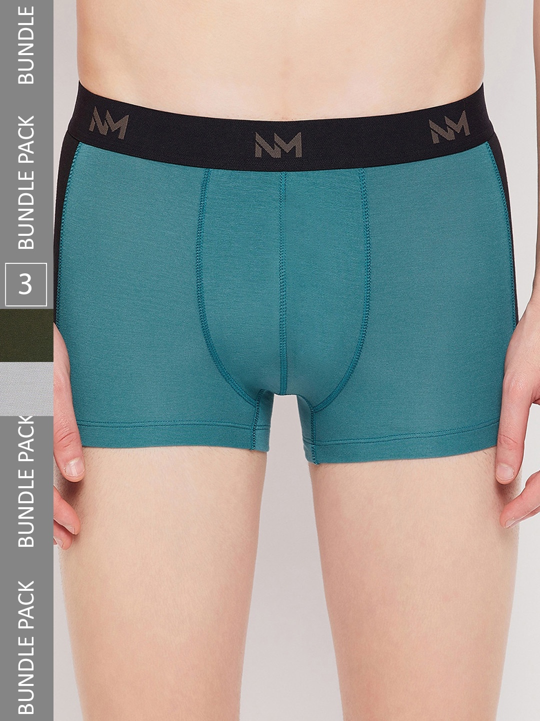 

NEVA Pack Of 3 Outer Elastic Modal Trunks, Olive