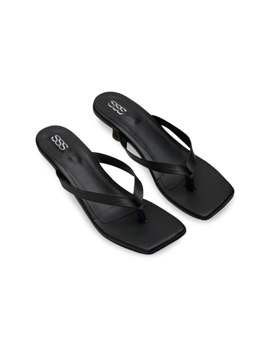 

Street Style Store Solid Open Toe Kitten Heels, Black