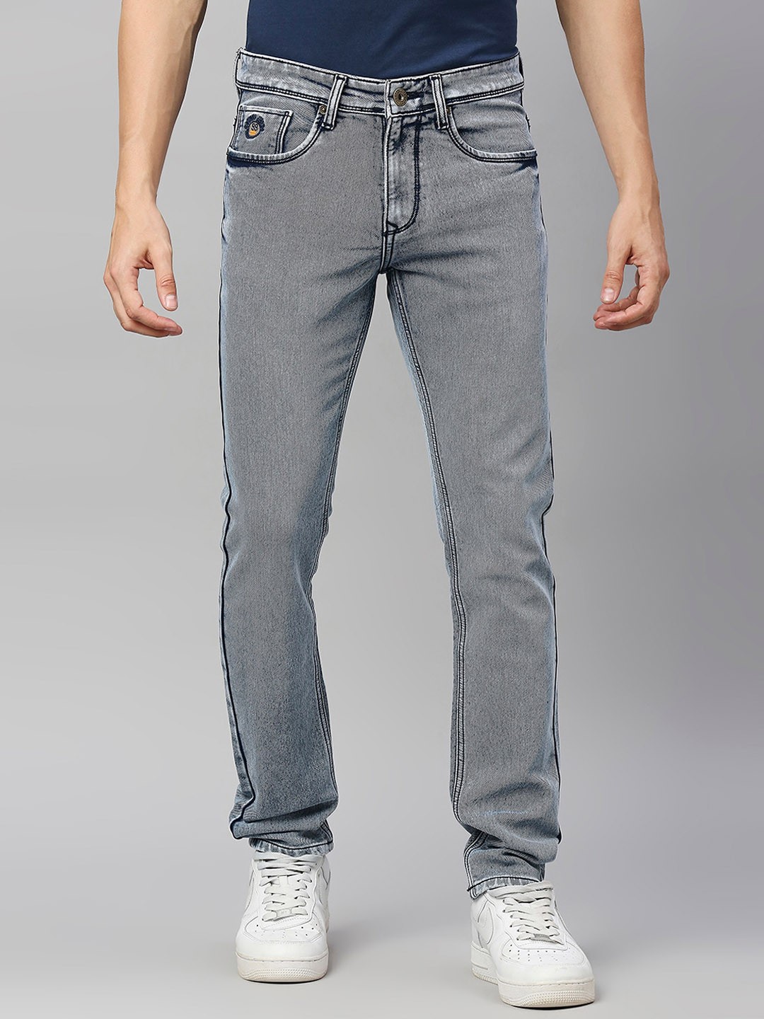 

HJ HASASI Men Relaxed Fit Light Fade Stretchable Denim Jeans, Grey