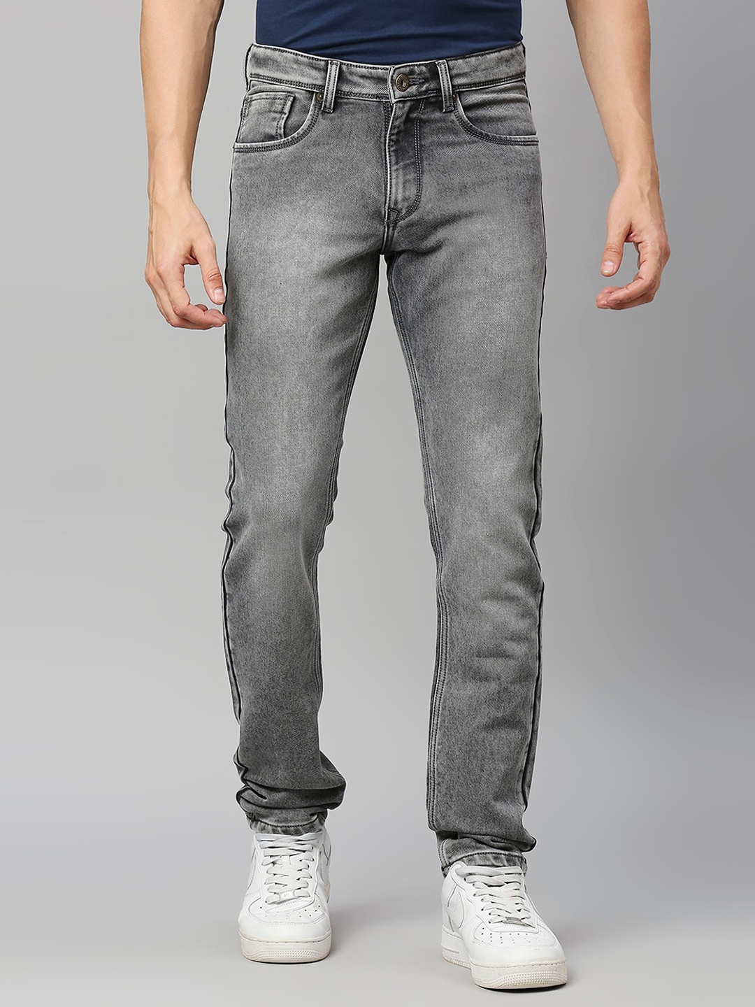 

HJ HASASI Men Relaxed Fit Heavy Fade Stretchable Denim Jeans, Grey