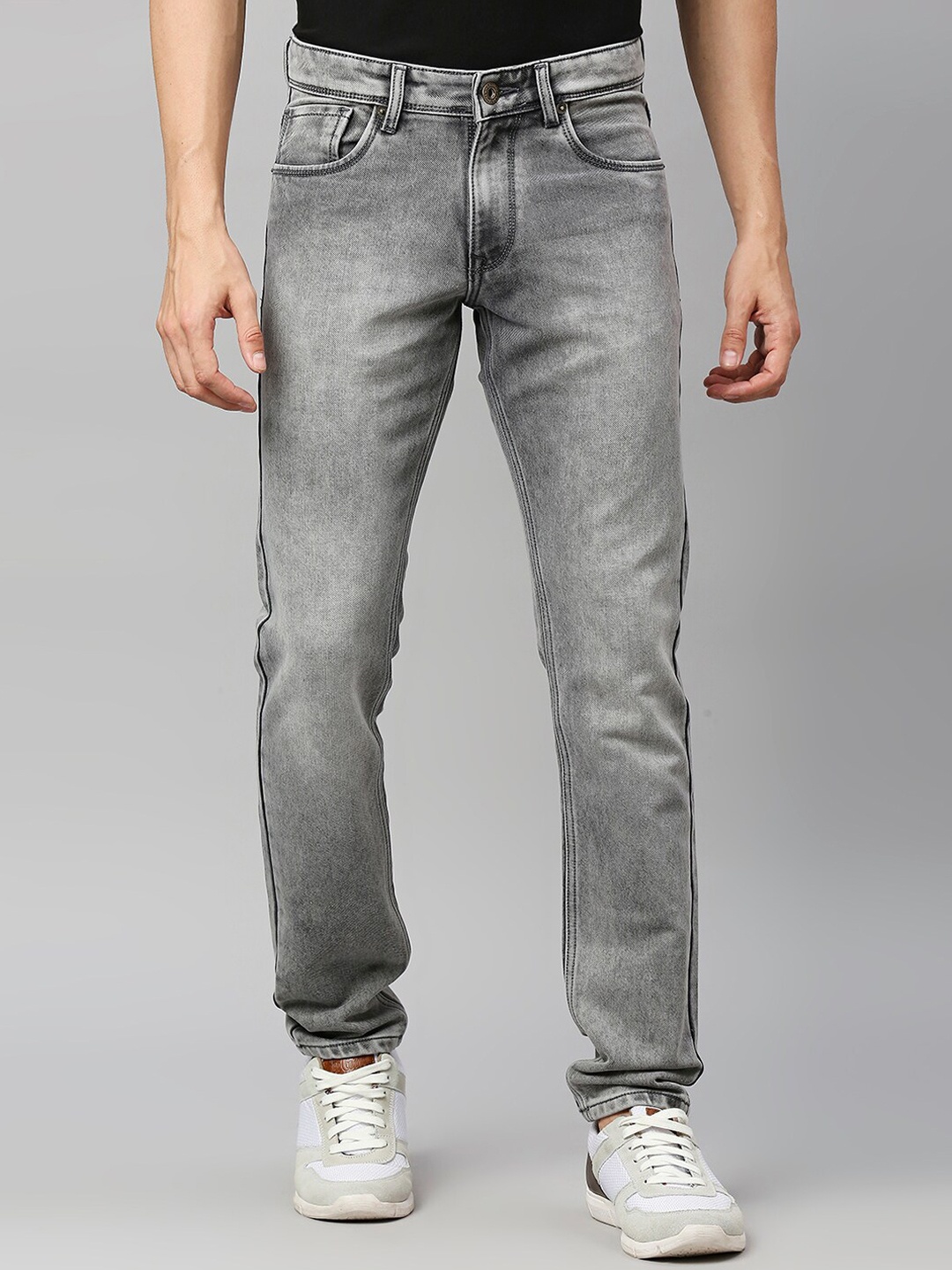 

HJ HASASI Men Relaxed Fit Heavy Fade Stretchable Denim Jeans, Grey
