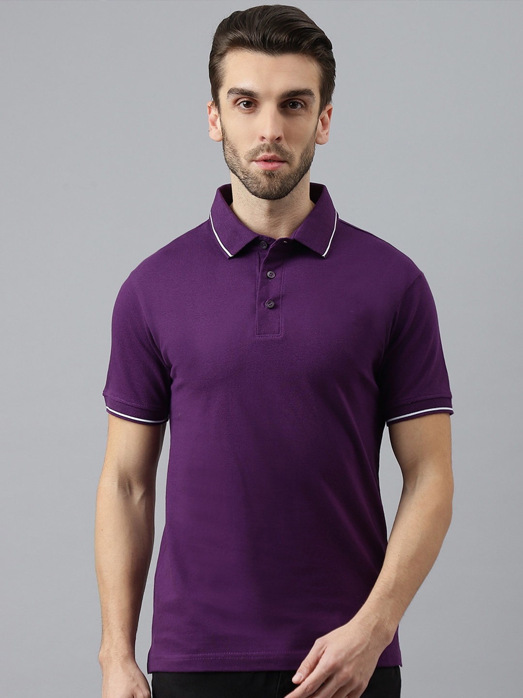 

COLOR CAPITAL Polo Collar Cotton T-Shirt, Purple