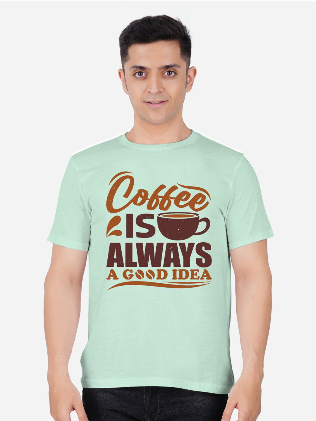 

FADMARK Typography Printed Pure CottonT-shirt, Teal
