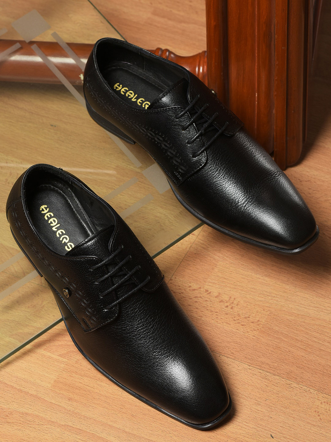 

Liberty Men Textured Leather Formal Derbys, Black