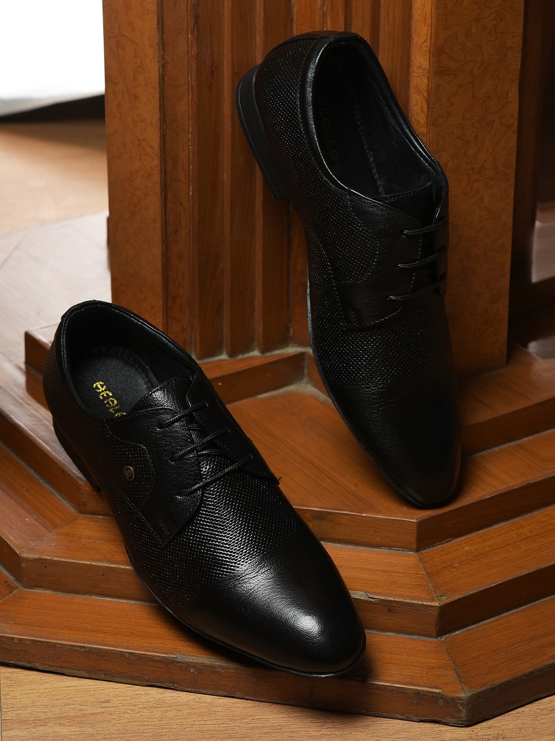 

Liberty Men Textured Leather Formal Derbys, Black