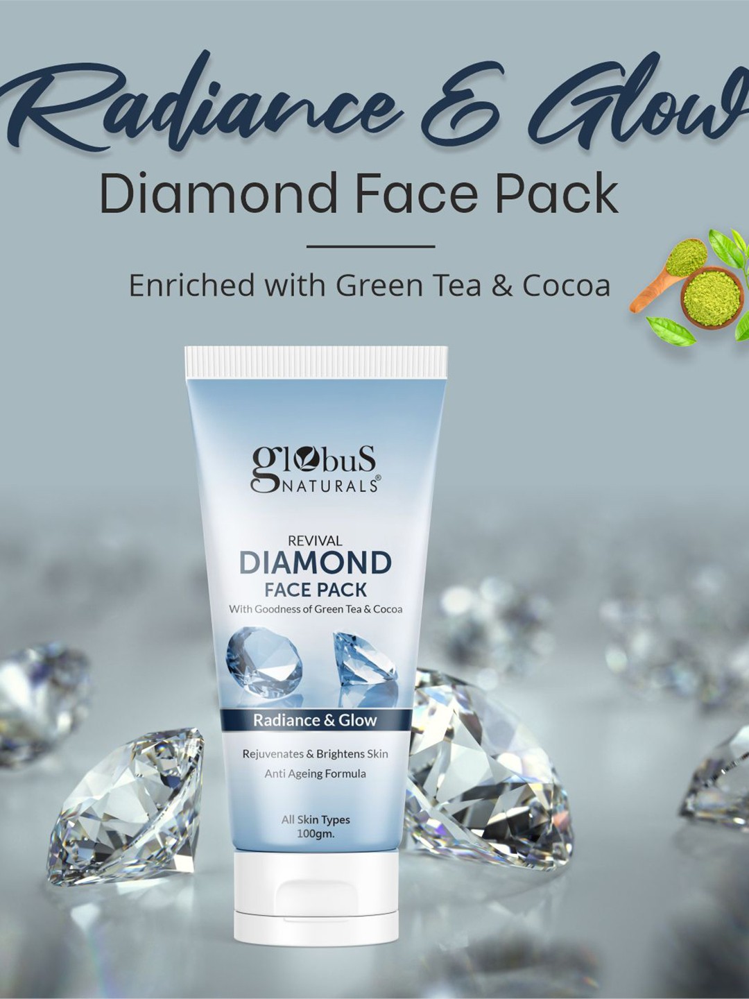 

Globus naturals Diamond Set Of 2 Shine Boosting Diamond Beauty Gift Set, Blue