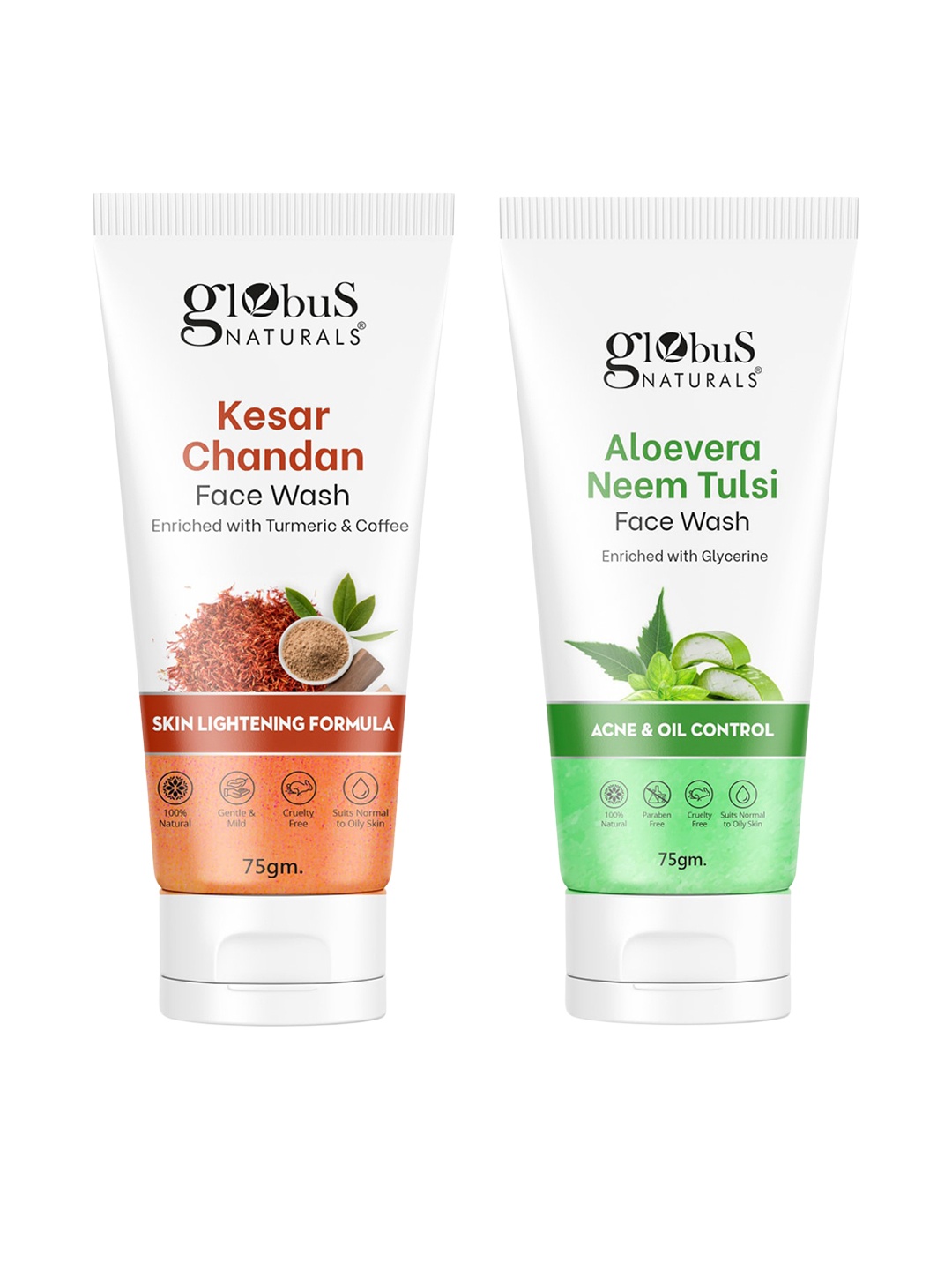 

Globus naturals Aloe Vera Neem Tulsi & Kesar Chandan Face Wash Gift Set, White