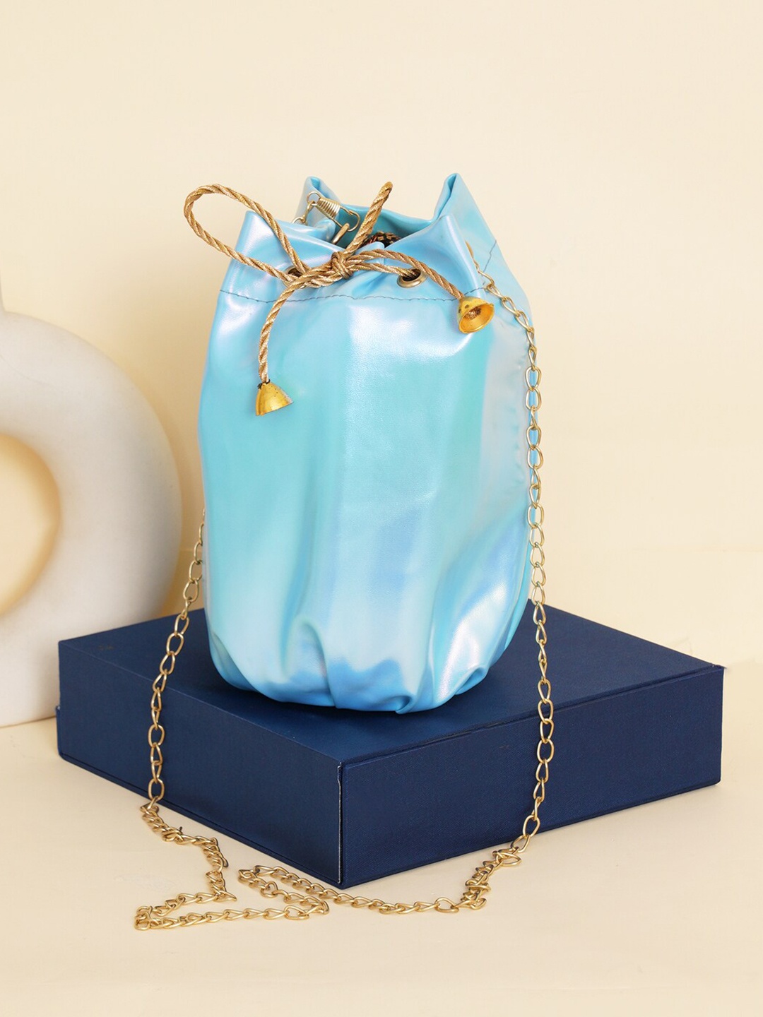 

FABBHUE Potli Bag With drawstring, Blue