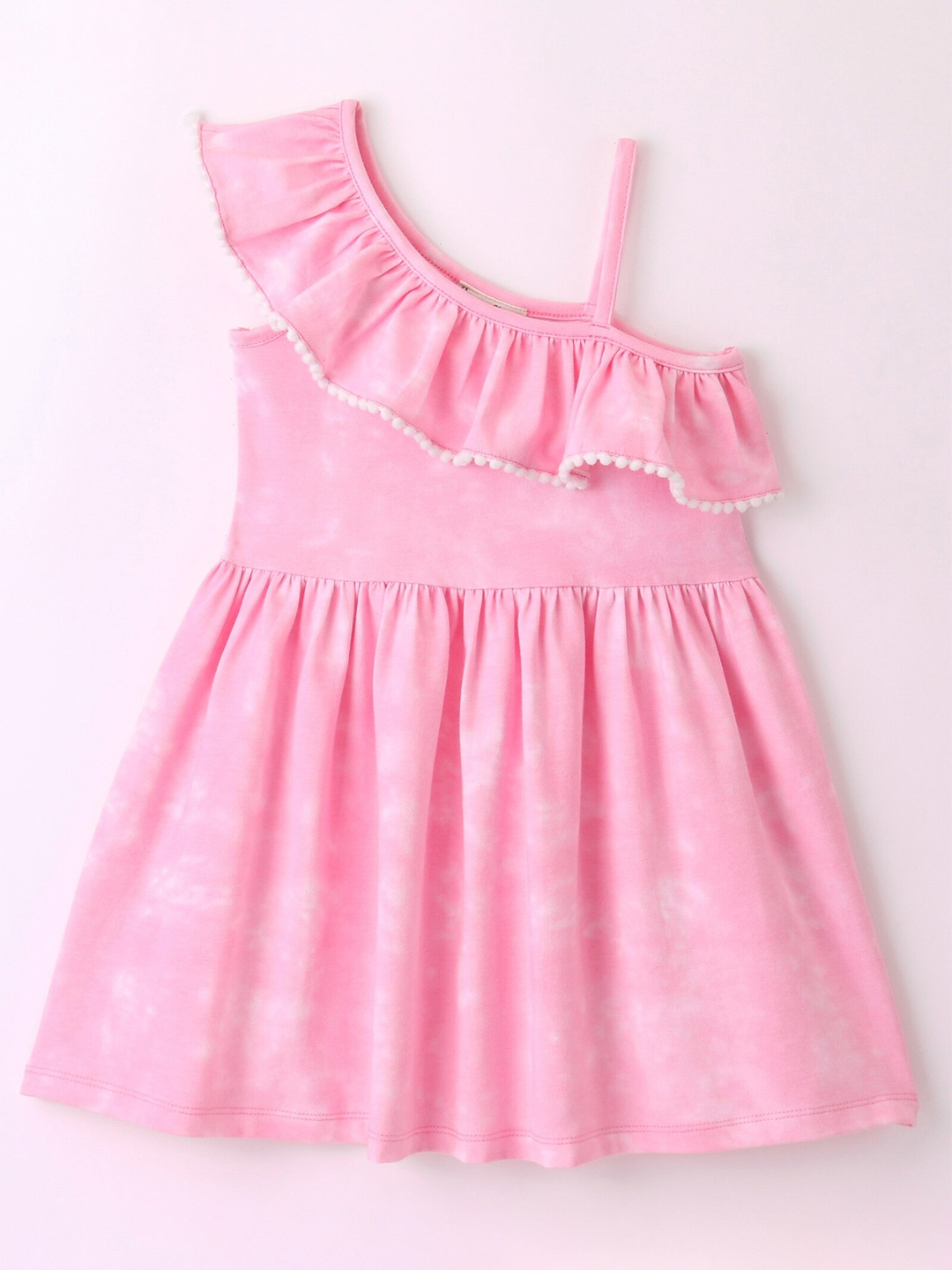 

CrayonFlakes Girls One Shoulder Fit and Flare Dress, Pink