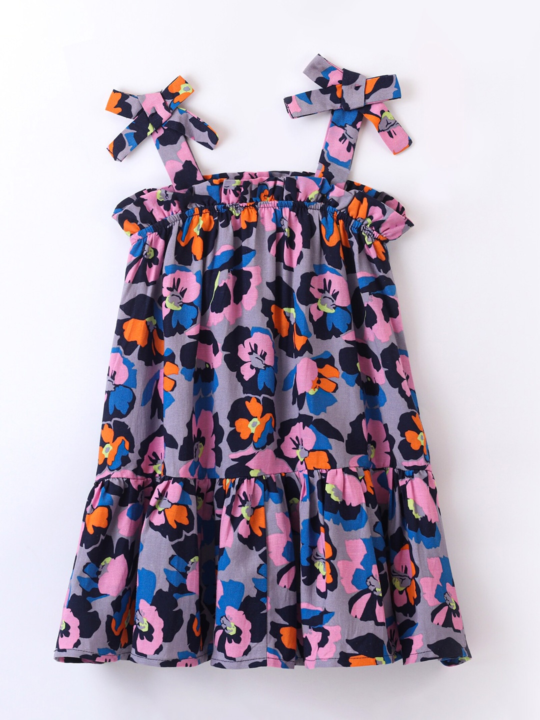 

CrayonFlakes Girls Floral Printed A-Line Dress, Blue