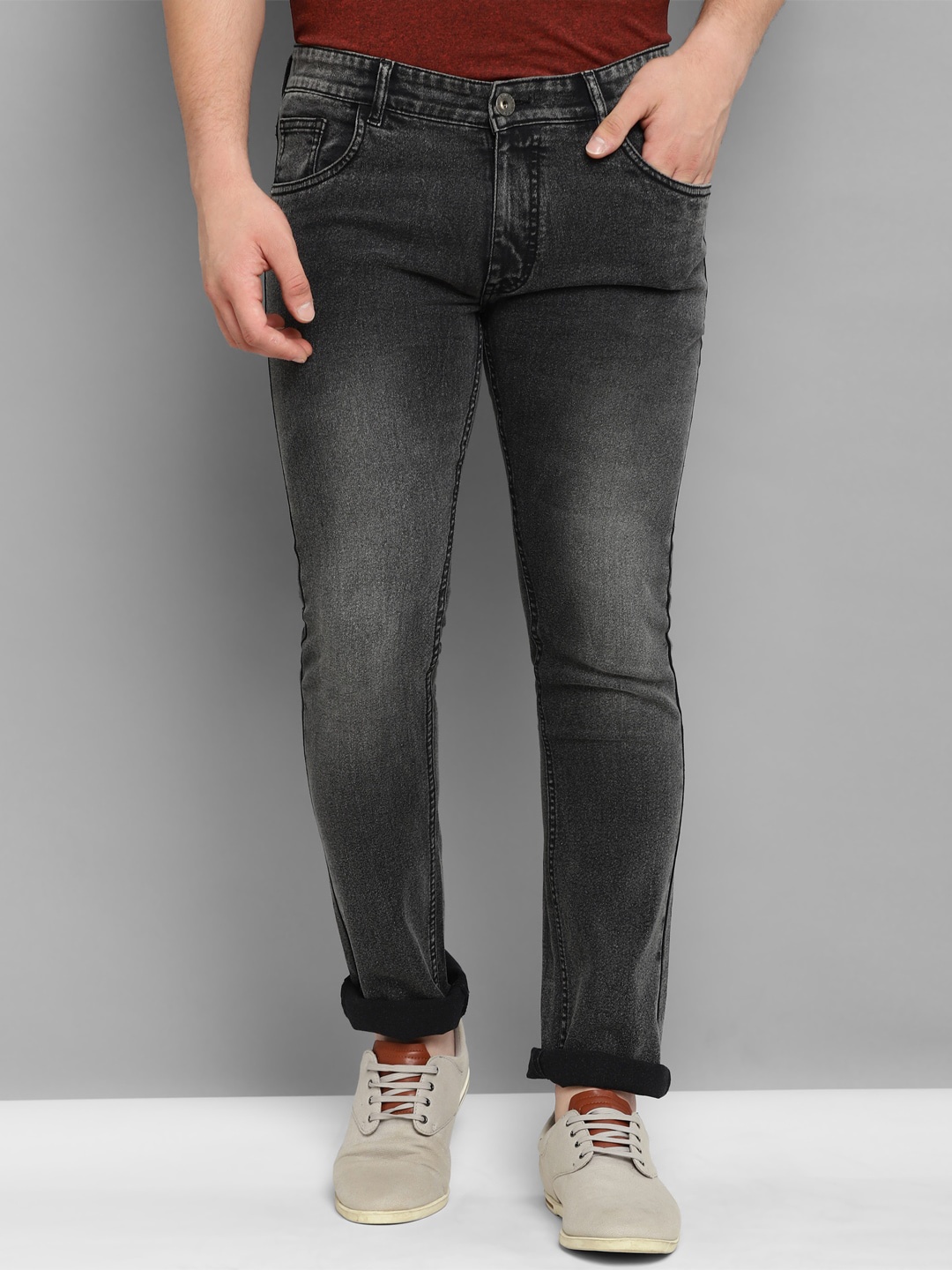 

Allen Cooper Men Mid-Rise Heavy Fade Stretchable Jeans, Black