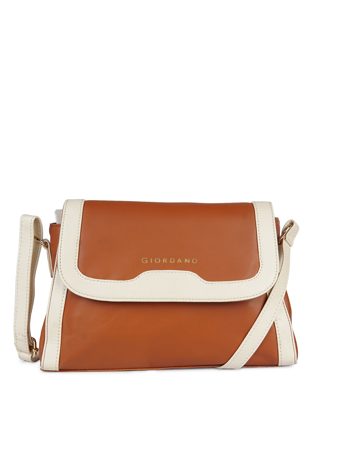 

GIORDANO Colourblocked Pu Structured Sling Bag, Beige