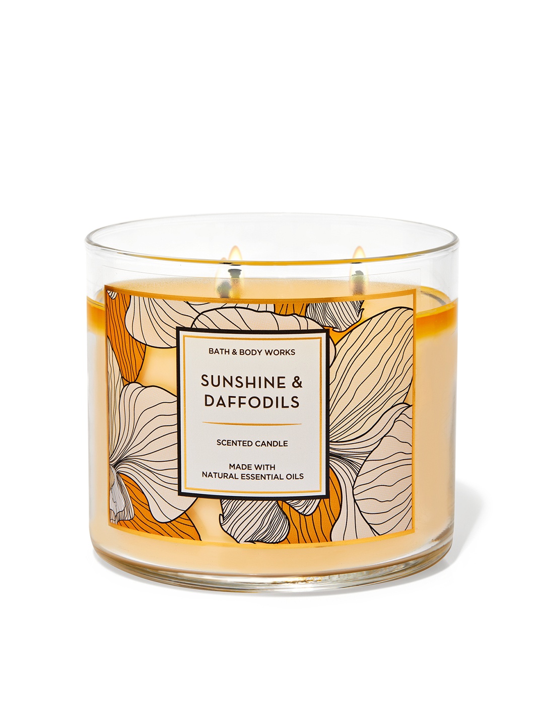 

Bath & Body Works Sunshine & Daffodils Scented 3-Wick Candle with Essential Oils - 411g, Yellow