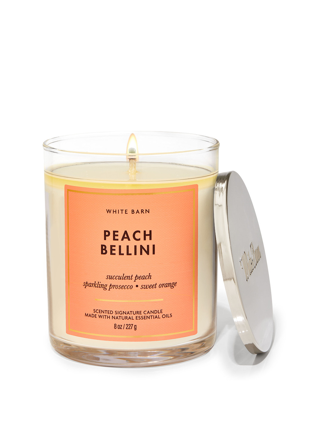 

Bath & Body Works Peach Bellini Scented Signature Single Wick Candle - 227g