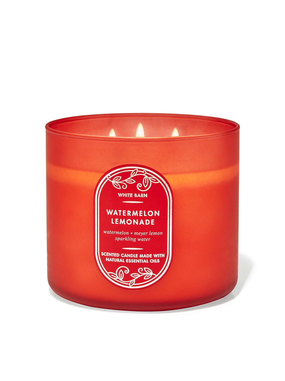 

Bath & Body Works Watermelon Lemonade 3-Wick Scented Candle with Essential Oils - 411g, Red