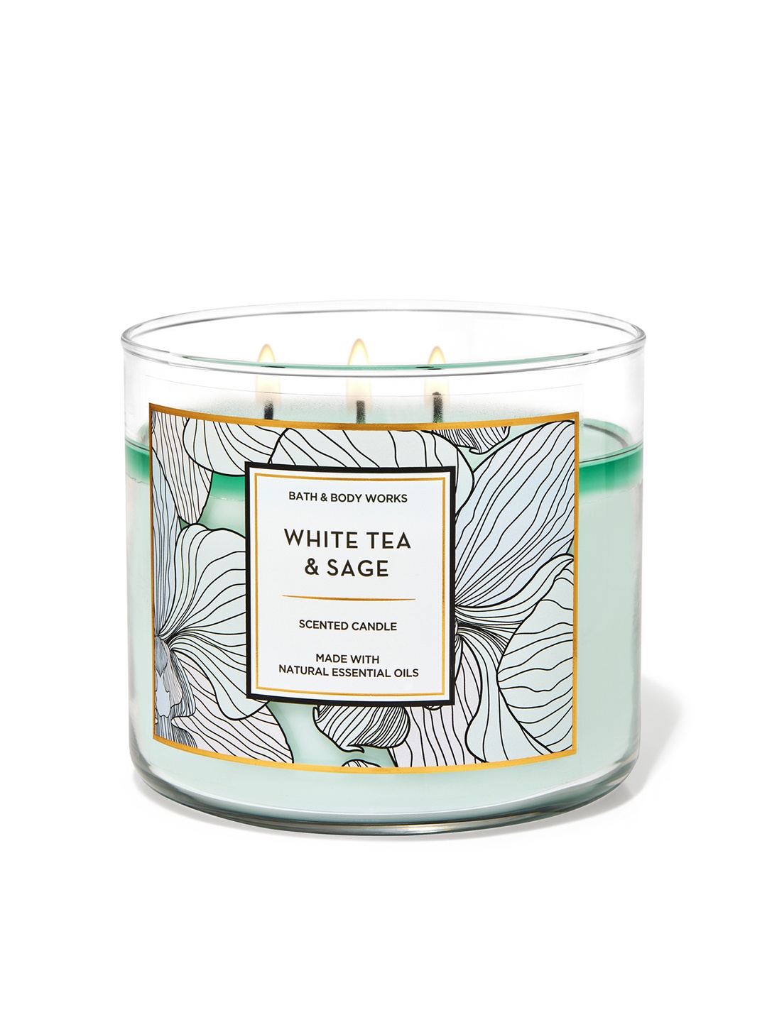 

Bath & Body Works White Tea & Sage 3-Wick Scented Candle with Essential Oils - 411g