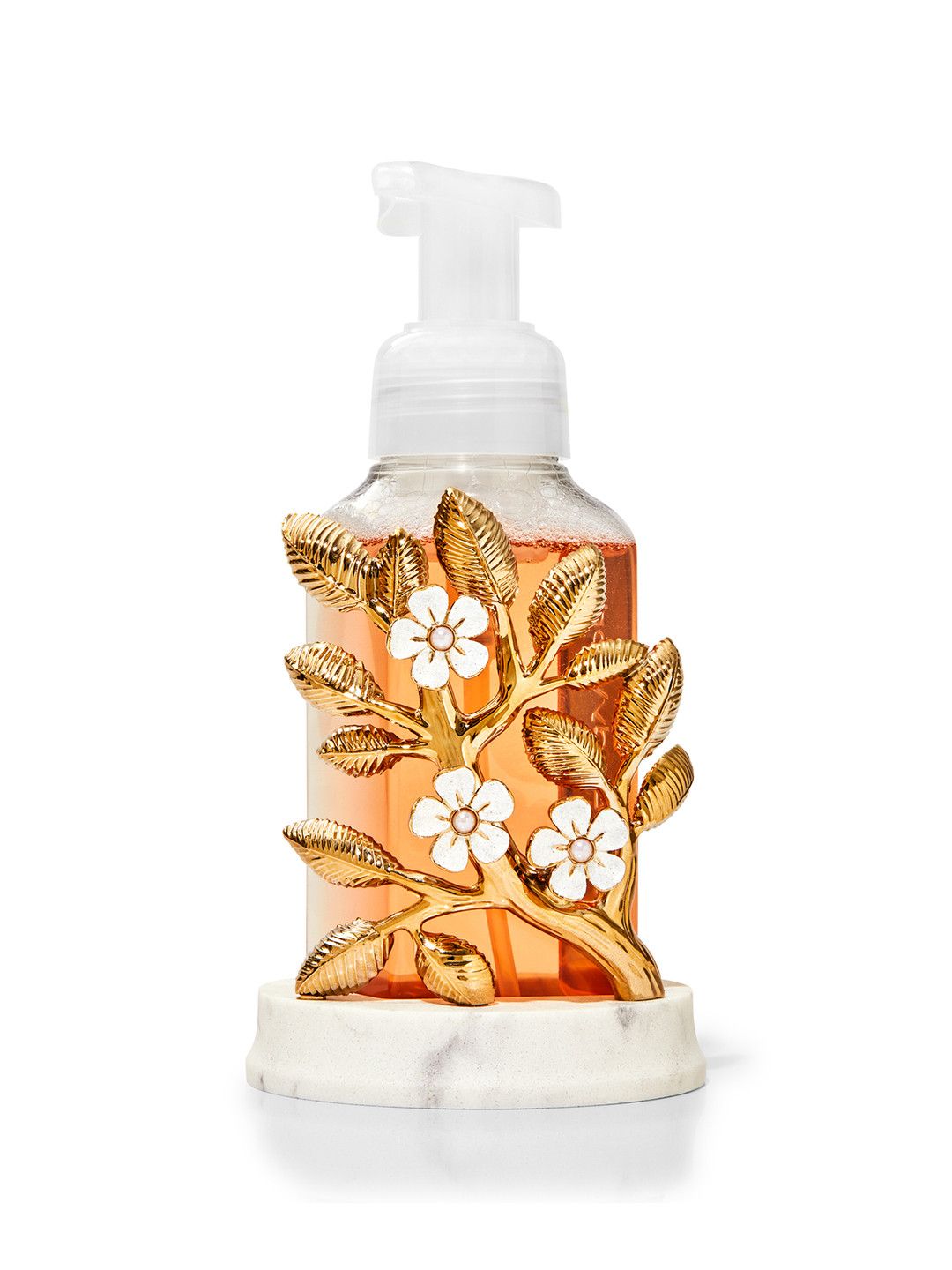 

Bath & Body Works Floral Branch Gentle Foaming Soap Holder - Gold & White