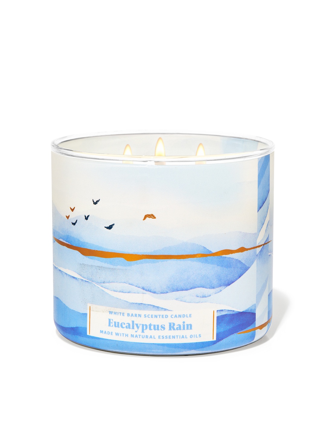 

Bath & Body Works White Barn Eucalyptus Rain 3-Wick Candle - 411 g, Blue